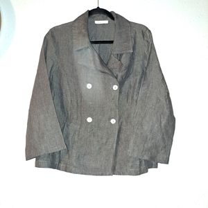 Bryan Walker Gray Double Breasted Linen Blazer Size Small
